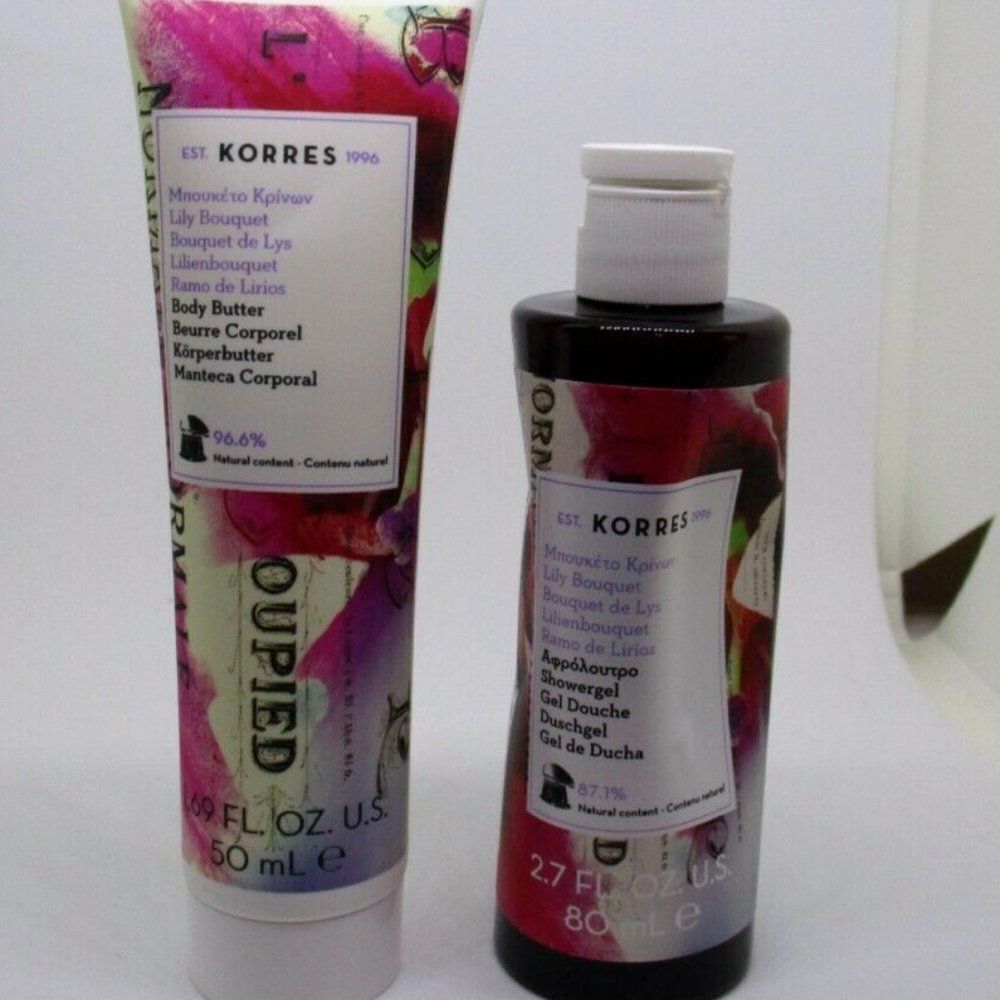KORRES Lily Bouquet Shower Gel 2.7 oz & Body Butter (1.69 oz) New UNOPENED